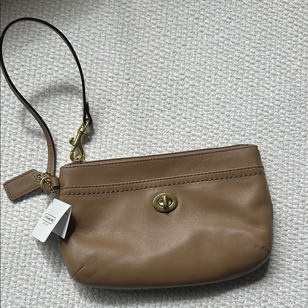 Coach Tan Leather Wristlet